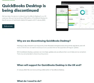 QuickBooks' services and products to be discontinued